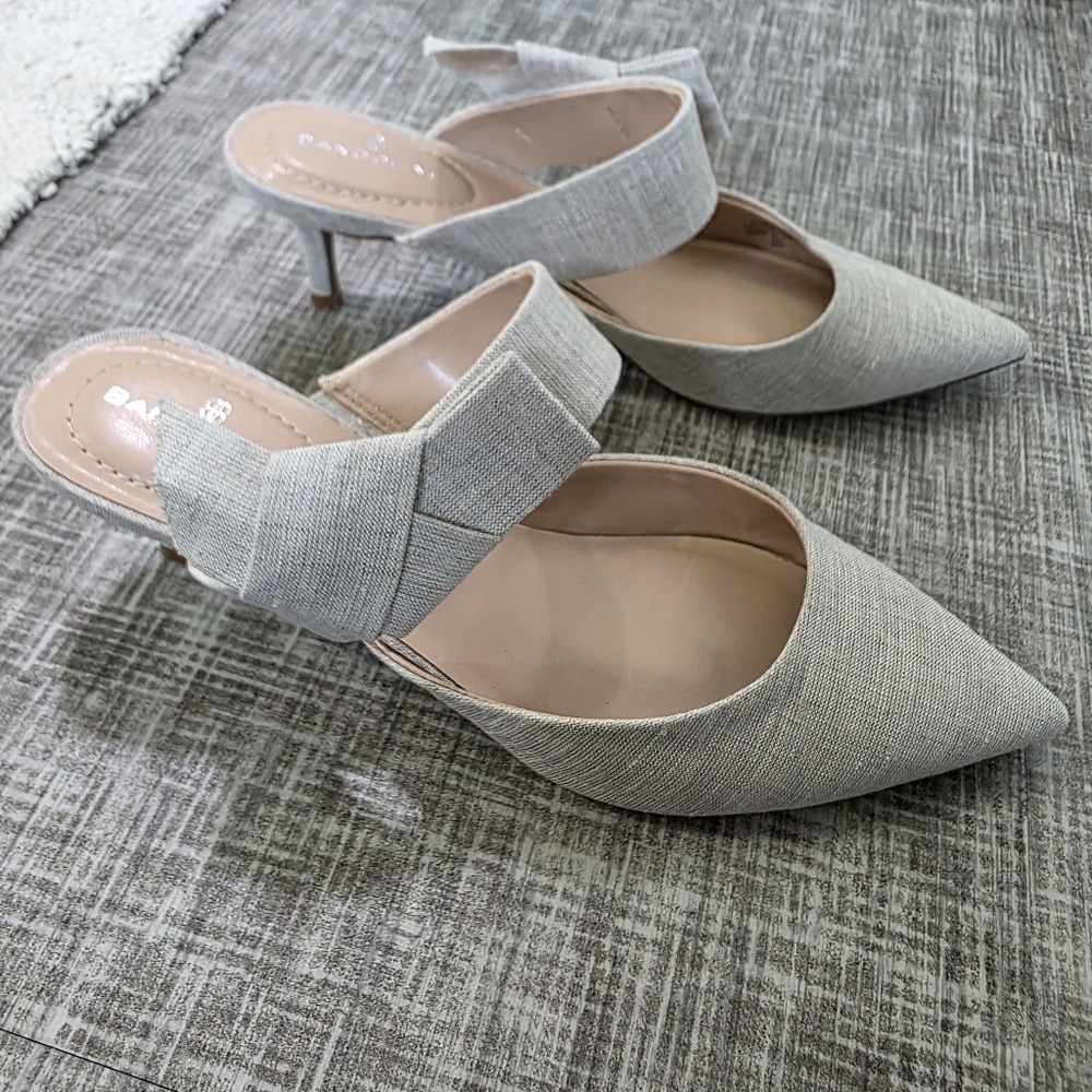 Bandolino Millie Linen Mules, Kitten Heels - Size 7.5